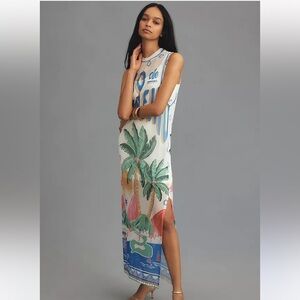 Farm Rio Graphic mesh midi dress. Size SP. NWOT.